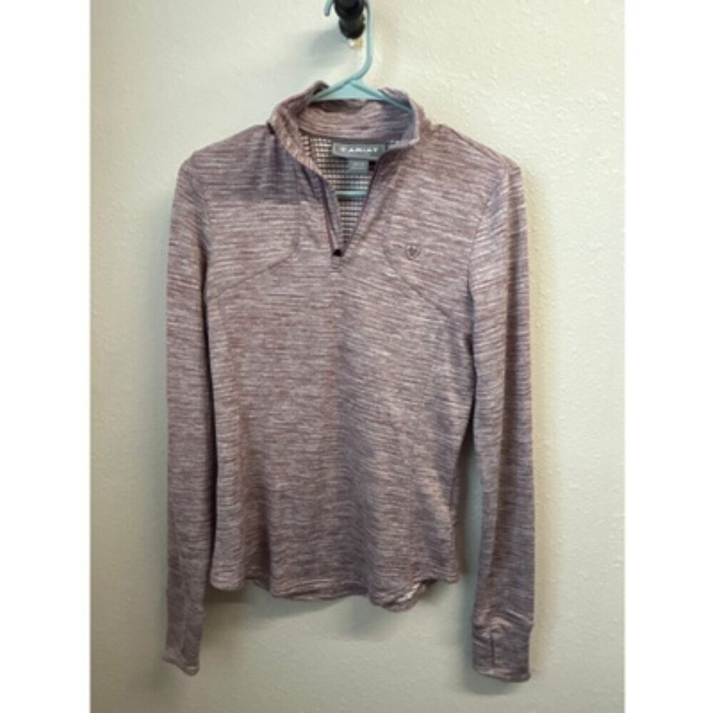 ARIAT Gridwork 1/4 Zip Baselayer Women's Long Sleeve Maroon top Size XS outdoor